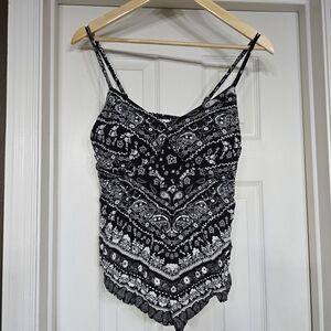 Elegant Black and White Paisley Camisole